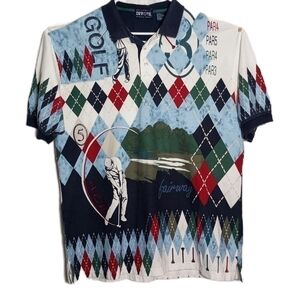 Divots Golf Theme Men's Short Sleeve Polo Shirt Size XL